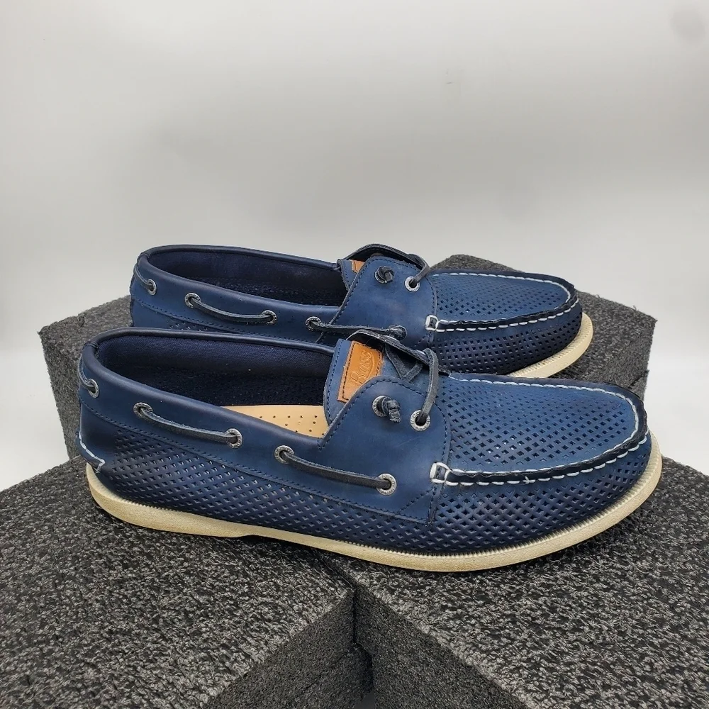 Bass Boat Shoes Men 11M Harbor Blue Perforated Slip On